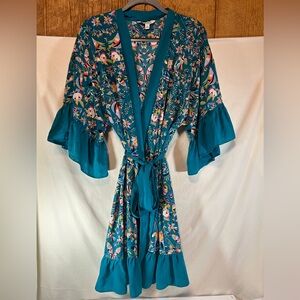 Floral Teal Kimono Robe